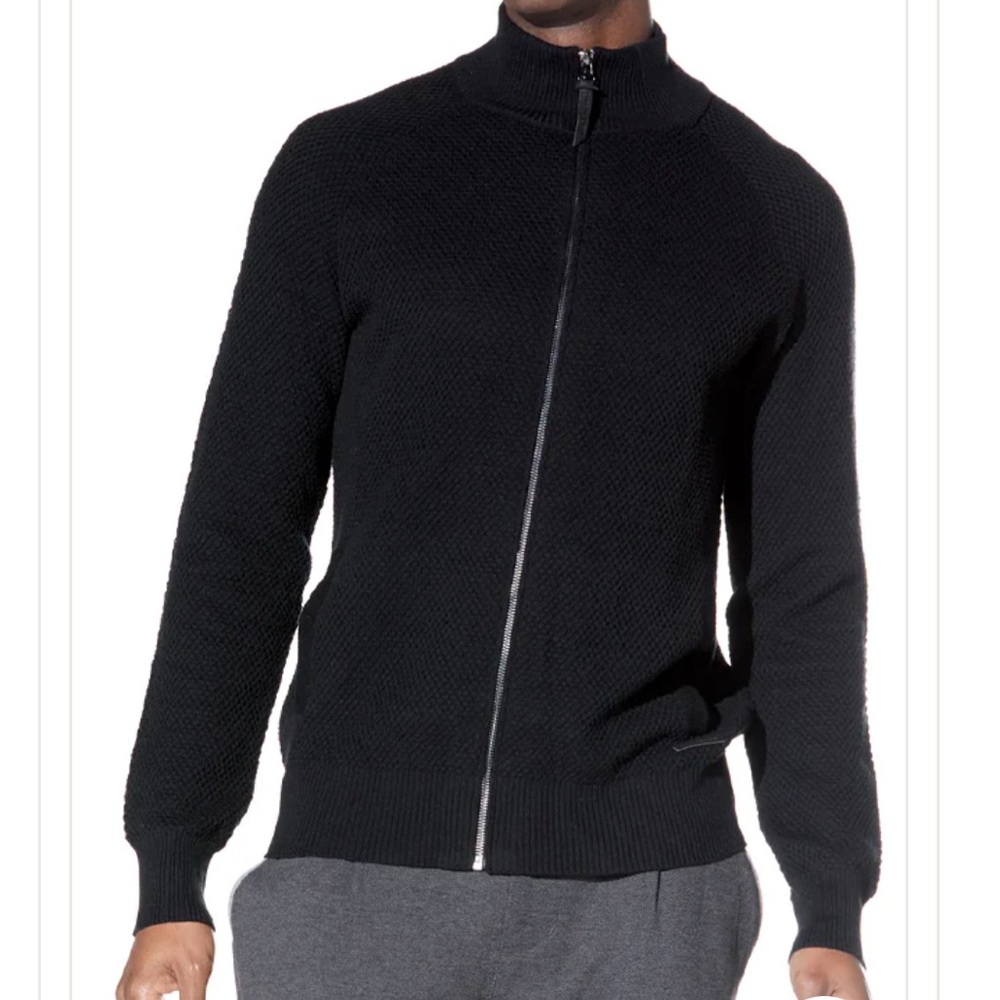 Civil Society Men's Black Full Zip-Up Sweater Textured